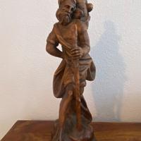 Scultura legno San Cristoforo-sacra-antico-vintage