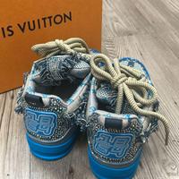Sneakers stile luxury denim con strass