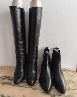 Stivaletti"CINTI"n°38 e Stivali n°35 in pelle nera
