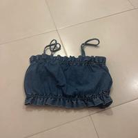 top di jeans arricciato