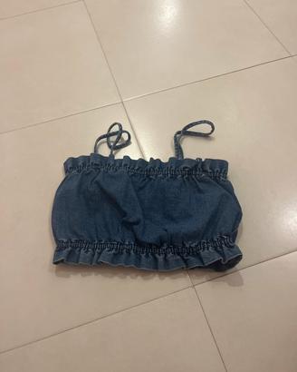 top di jeans arricciato