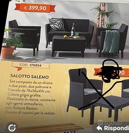 Salotto da giardino Salemo nuovo mai usato