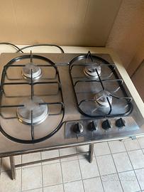Piano cottura a gas acciaio inox 4 fuochi
