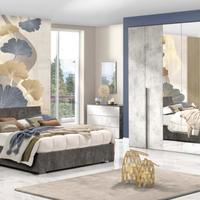 Parete attrezzata, camera da letto e tavolo 