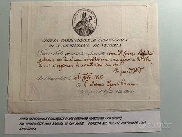 Antichi certificati parrocchiali veneziani
