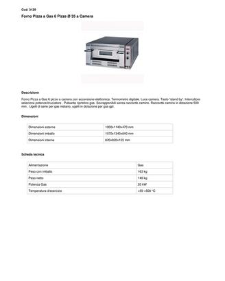 Forno a gas professionale 6 pizze