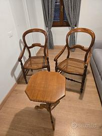 Tavolino esagonale con 2 sedie