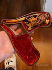 Pipa antica da collezione con custodia REAL AMBER