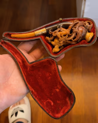 Pipa antica da collezione con custodia REAL AMBER