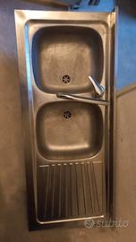 Lavello 2 Vasche con Alzatina INOX —comPLEtO —-
