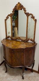Mobile Bar Vintage in radica con Specchiera