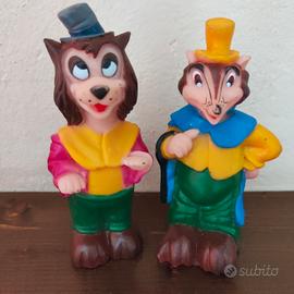 Gatto e volpe in gomma vintage 