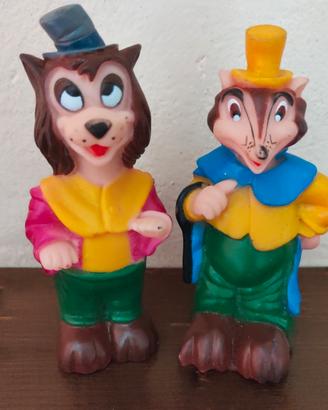 Gatto e volpe in gomma vintage 