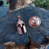 Elmo e scudo spartano in metallo color rame