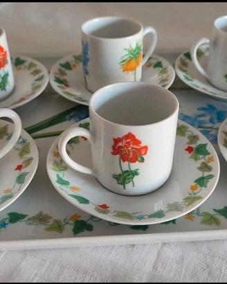 Servizio caffè vintage 6 tazzine + vassoio