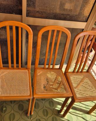 Sedie impagliate in noce nazionale