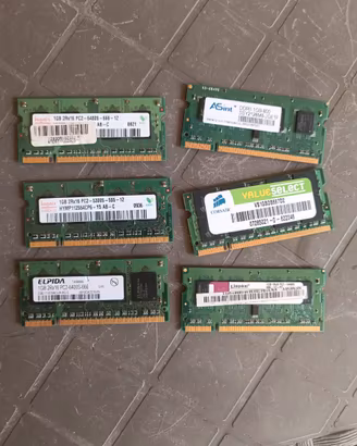 6 RAM da 1gb DDR2 notebook