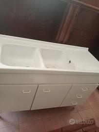 lavandino ceramica doppia vasca e sgocciolatoio 