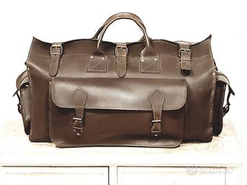 Borsone grande in pelle, artigianale. Cuoio