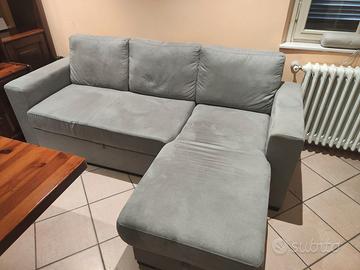 Divano Letto Angolare con Contenitore - Grigio