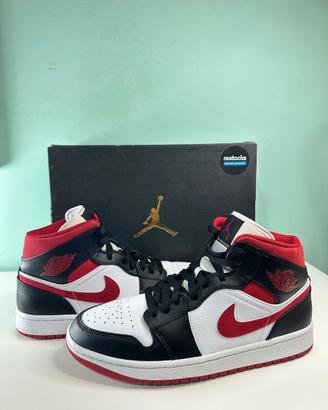 Air Jordan 1 MID Bianco/Gym Rosso-Nero (Taglia 43)