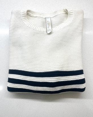 Maglione bianco a righe blu Pull & Bear donna