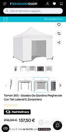 Gazebo pieghevole 3x3 