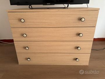 Cassettiera 4 cassetti - legno chiaro