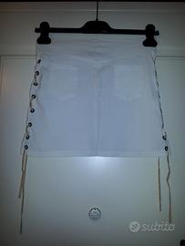 Una Minigonna Come Nuova Vintage Bianca Elasticizz