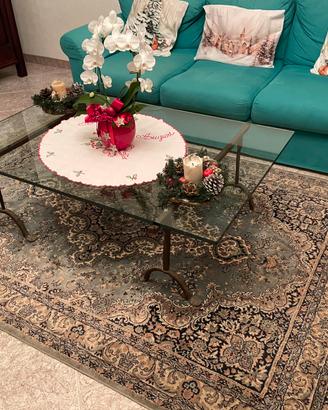 Tavolino in Cristallo con Piedi Antichi