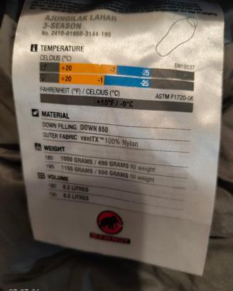sacco a pelo piuma Mammut Ajungilak-Lahar 3season 