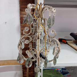 antico lampadario di cristallo  e ottone anni30-50