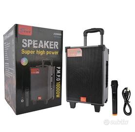 Cassa bluetooth portatile karaoke 10000 watt pmpo 