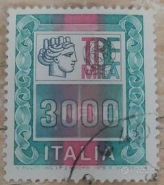 Francobollo 3000 lire Italia Usato Singolo in Otti