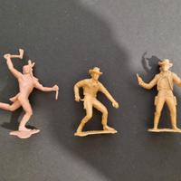 3 soldatini Cowboys e Indiano tipo Marx 5,5 cm