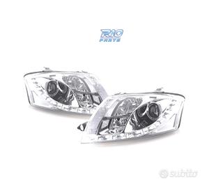 FARI AUDI TT 98-05 LUCE DIURNA A LED FONDO CROMATO