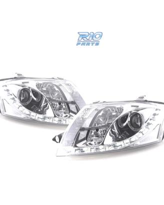 FARI AUDI TT 98-05 LUCE DIURNA A LED FONDO CROMATO