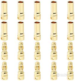 10 Paia Connettori Banana 6 mm Dorati per Batterie