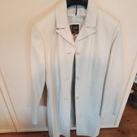 giacca lunga in pelle bianca
