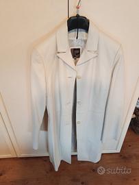 giacca lunga in pelle bianca
