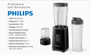 Philips frullatore mini blender con borraccia per
