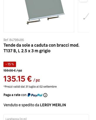 tenda a caduta 