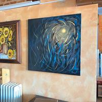 Tela quadrata, astratto dipinto a mano