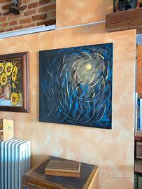 Tela quadrata, astratto dipinto a mano