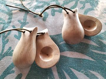 Castagnette lavorate a mano - legno ulivo