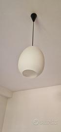 Lampadario in vetro bianco satinato anni 60