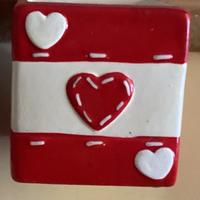 Coppia di Vasetti/portacandele in ceramica cuori