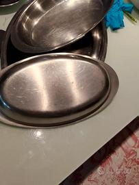 2 vassoi ovali INOX con bordo rinforzato