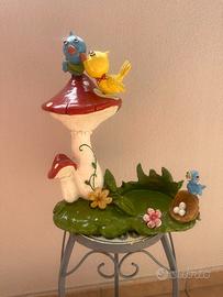 Portapianta Portavaso fungo e uccellini decorativo