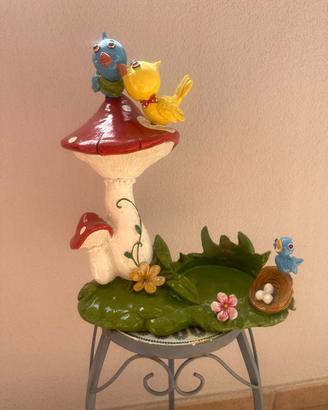 Portapianta Portavaso fungo e uccellini decorativo